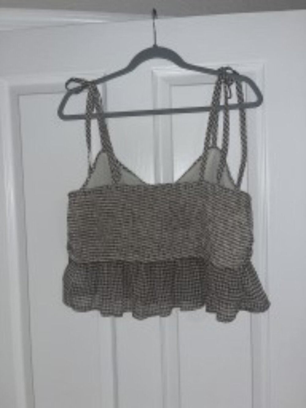 NWT American Eagle Brown White Gingham Corset Peplum Tank Top Size XL - Picture 2 of 4